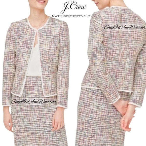 J.Crew NWT confetti fringe tweed collarless blazer + skirt set *shop@iamwarrior - Picture 3 of 12